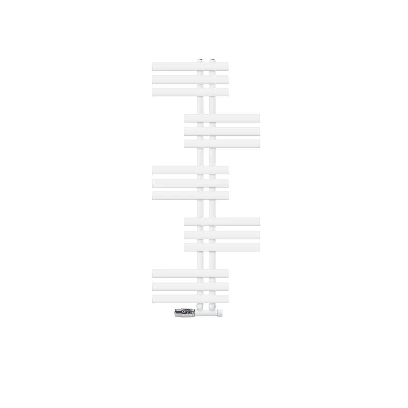 Badheizkörper Leon 500x1200 mm Weiß mit Wand Anschlussgarnitur