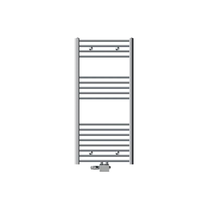 Badheizkörper 600x1200 mm Chrome gebogen mit Mittelanschluss und Universale Anschlussgarnitur LuxeBath