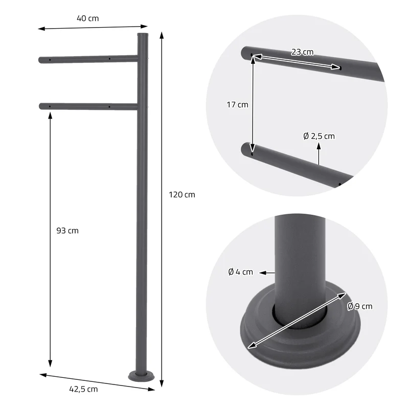 Standbriefkasten mit Zeitungsfach 37x36,5x11 cm Anthrazit/Weiß-Marmoroptik aus Stahl ML-Design, Modernes Dreieckiges Design, Standhöhe 120 cm Anthrazit
