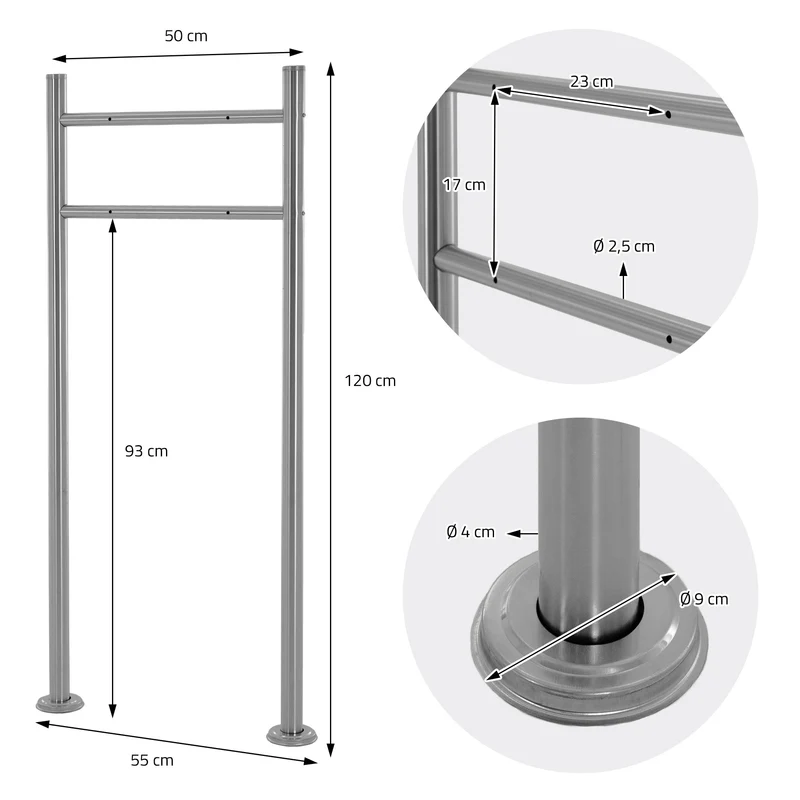 Standbriefkasten mit Zeitungsfach 37x36,5x11 cm Anthrazit/Marmoroptik aus Stahl ML-Design