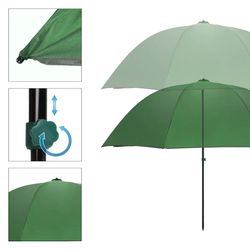 Angelschirm mit Seitenwand, olivgrün, 190x150,5-200 cm, aus Aluminium und Nylon