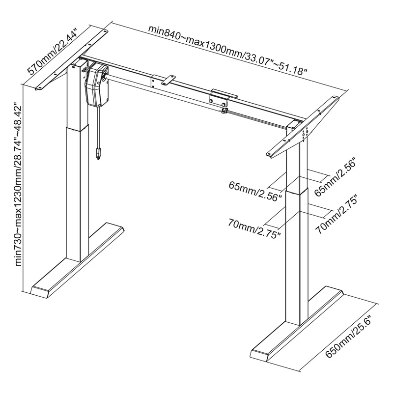 Elektrischer Schreibtischgestell Grau aus Kunststoff und Stahl ML-Design