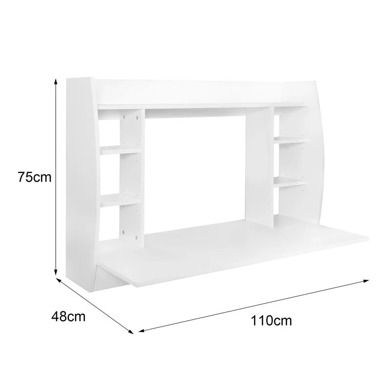 Wandschreibtisch 110x75x48 cm Weiß aus MDF ML-Design