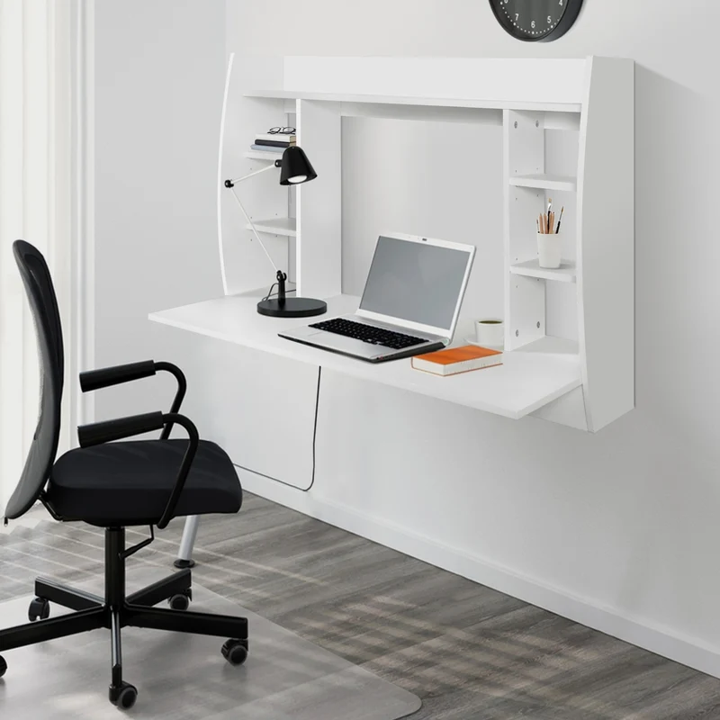 Wandschreibtisch 110x75x48 cm Weiß aus MDF ML-Design