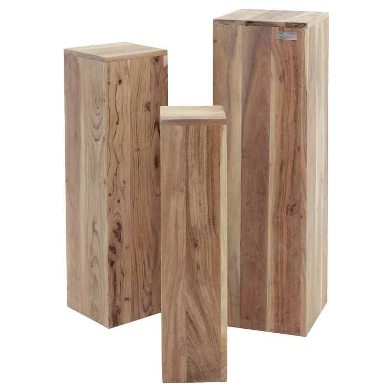 Dekosäule 3er Set 65/75/85 cm Natur aus Akazienholz WOMO-Design