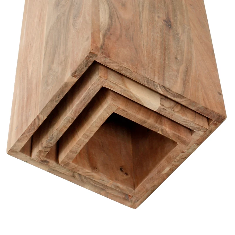 Dekosäule 3er Set 65/75/85 cm Natur aus Akazienholz WOMO-Design