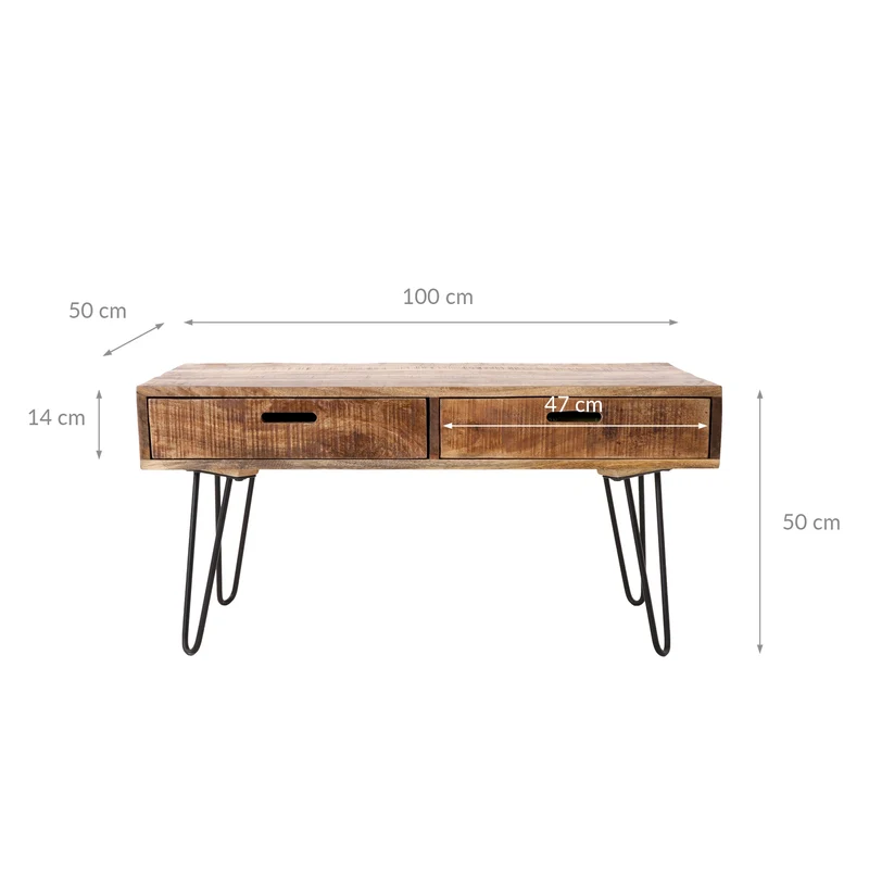 Couchtisch 100x50x50 cm natur aus Mangoholz WOMO-Design