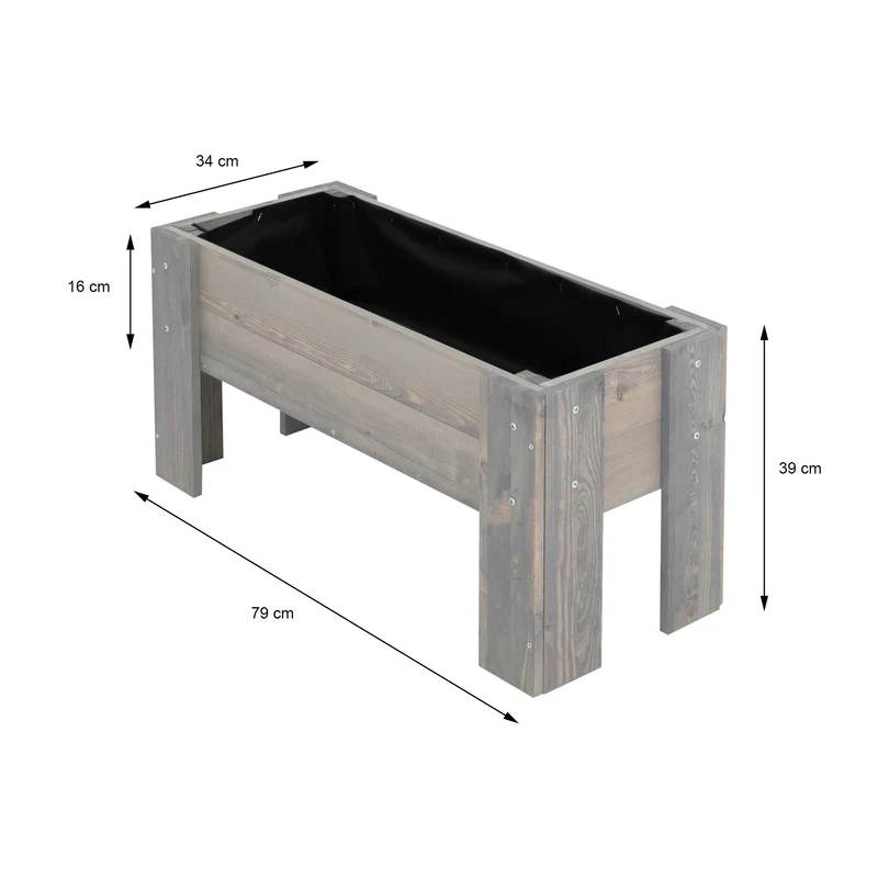 Blumenkasten 3er Set Grau aus Kiefernholz WOMO-Design