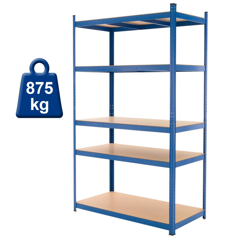 Werkstattregal 2er Set 200x100x50 cm Blau aus Metall und MDF Holzfaserplatte bis 875 kg