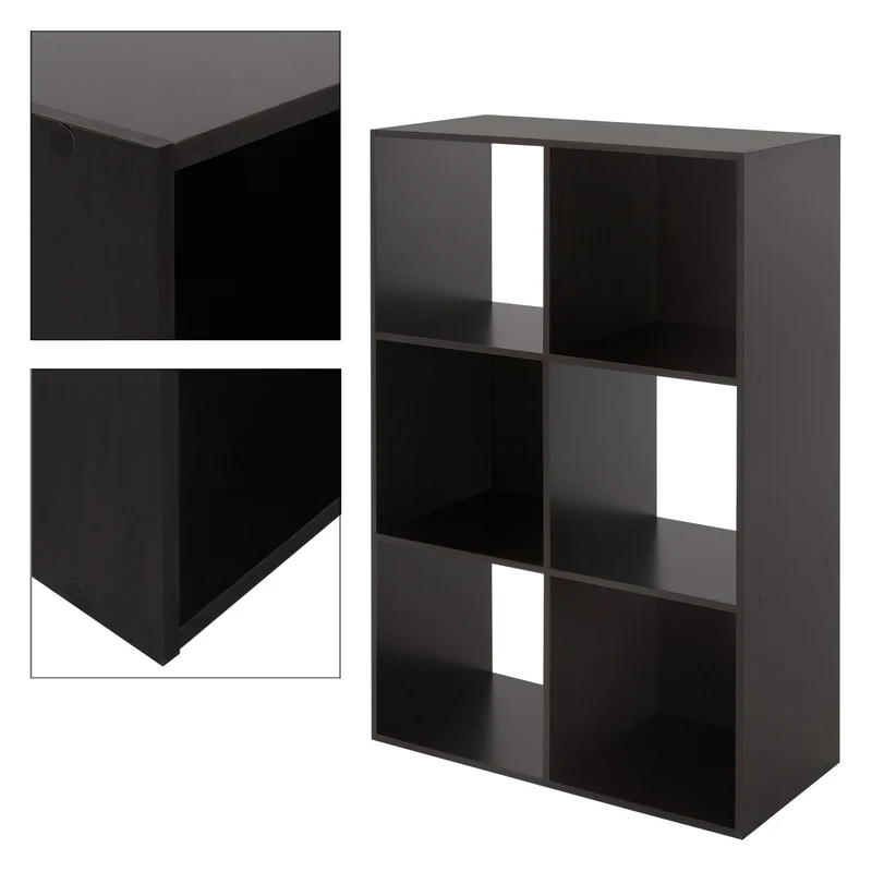 Bücherregal mit sechs Fächern 105x70x33,5 cm Dunkelbraun aus Holz ML-Design