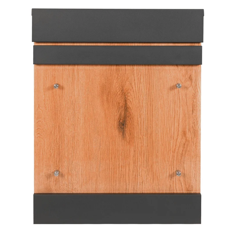 Paketbriefkasten 44x35x58 cm Anthrazit/Holzoptik aus verzinktem Stahl ML-Design