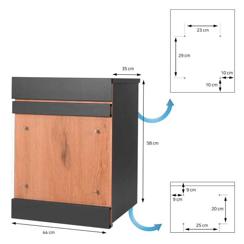 Paketbriefkasten 44x35x58 cm Anthrazit/Holzoptik aus verzinktem Stahl ML-Design