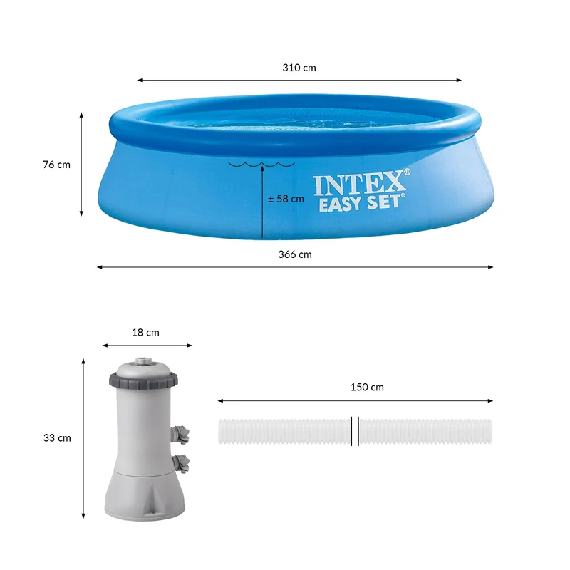 Intex Pool 366x76 cm aus PVC mit Filterpumpe