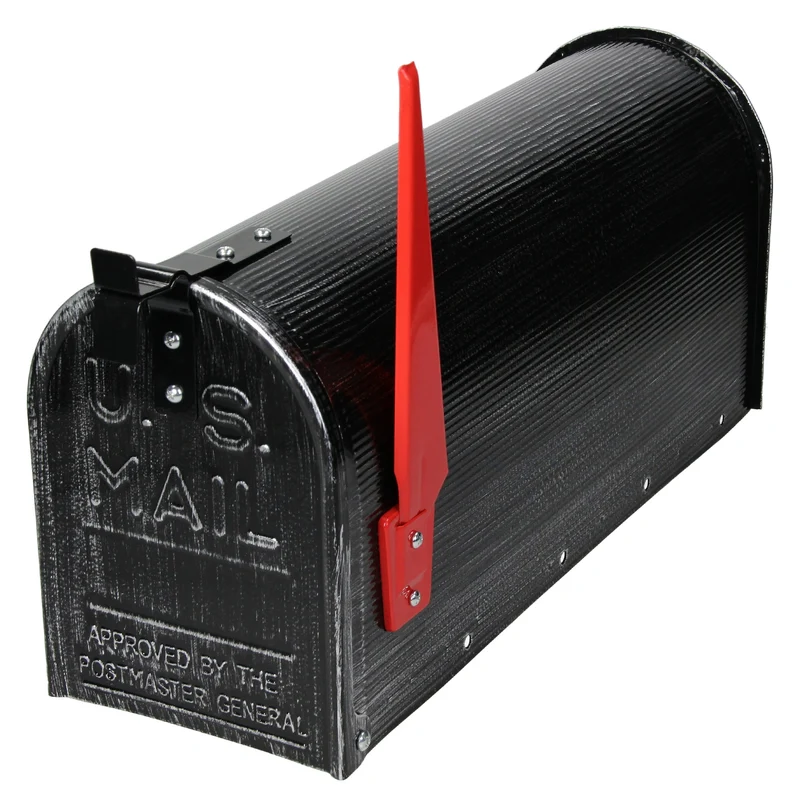 ML-Design US Mailbox mit schwenkbarer Fahne und Standfuß retro-Schwarz aus Aluminium