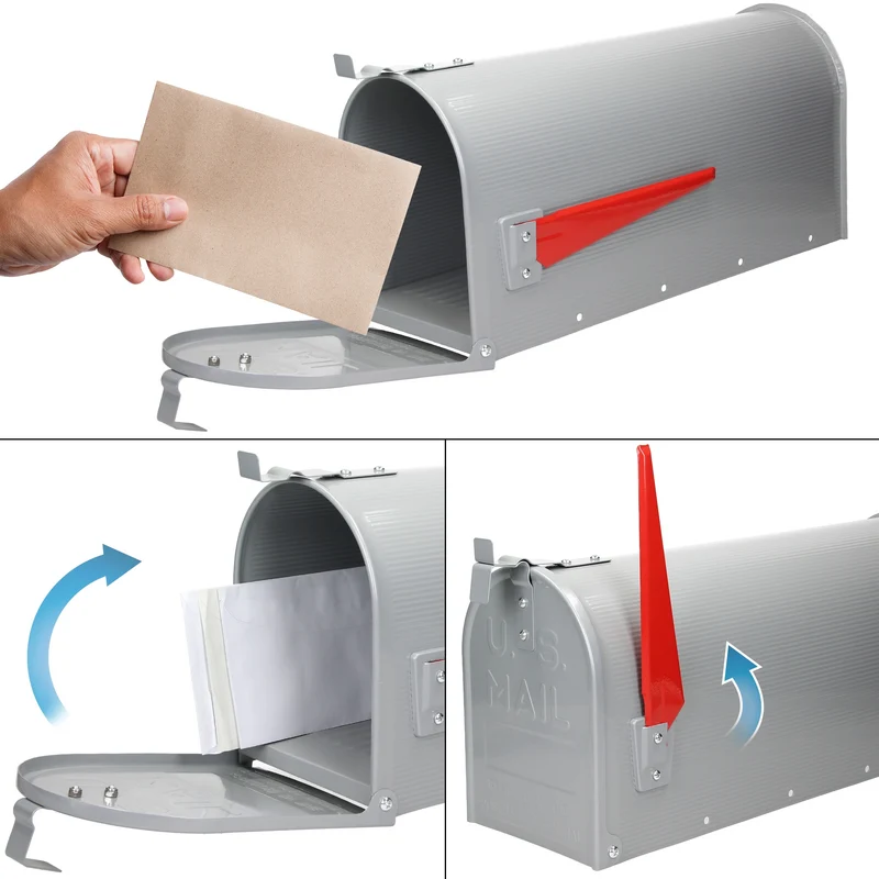 Briefkasten US Mailbox inkl. Standfuß Grau aus Aluminium ML-Design