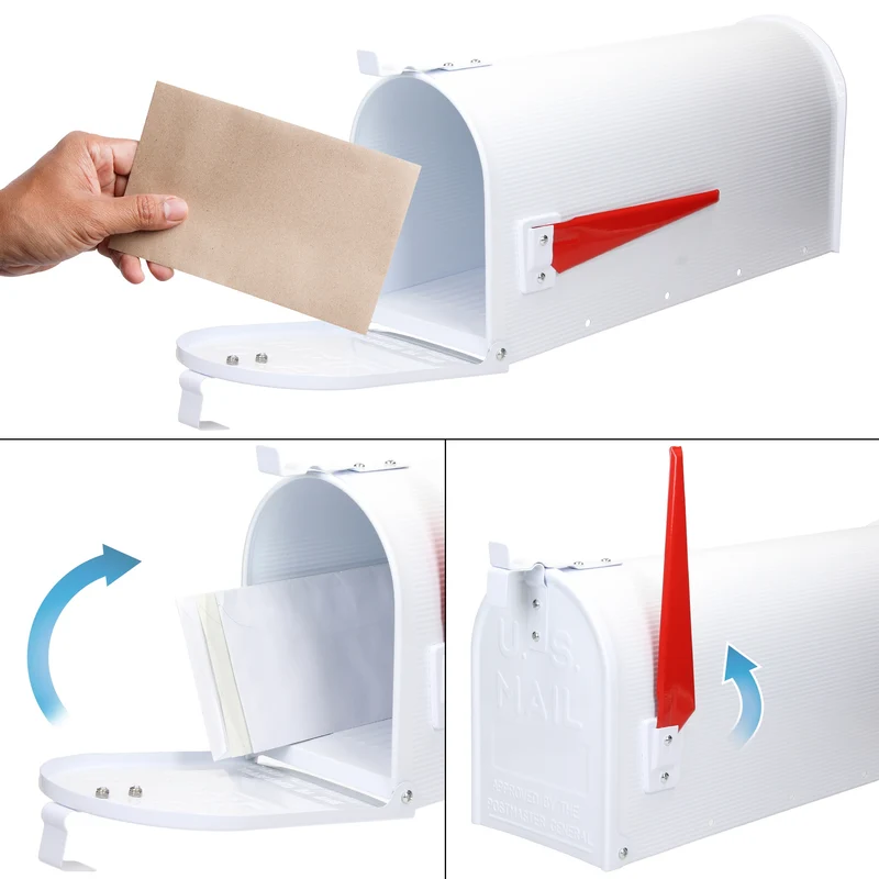 Briefkasten US Mailbox inkl. Standfuß Weiß aus Aluminium ML-Design