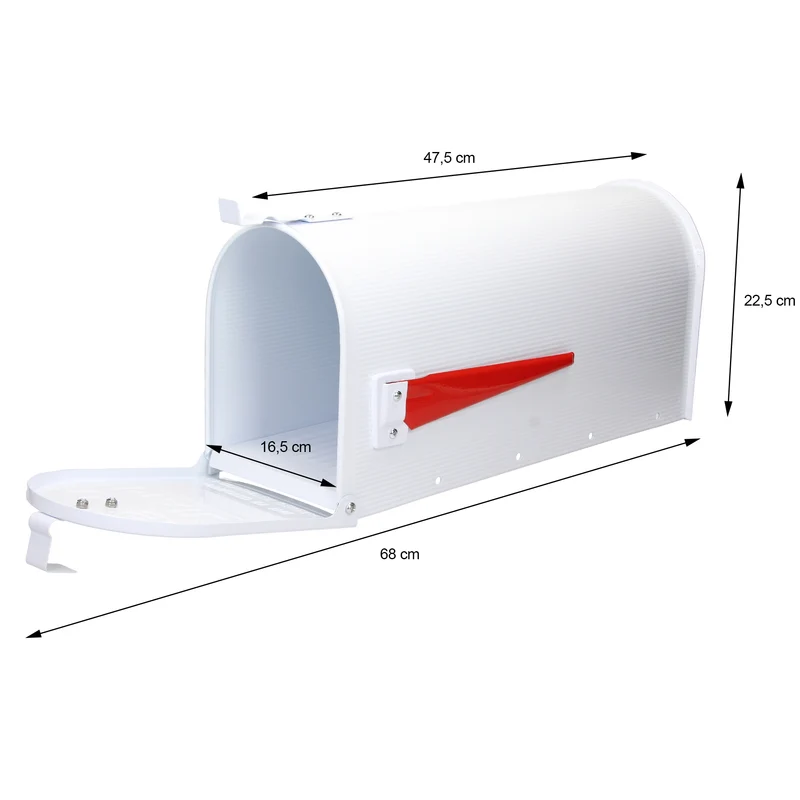 Briefkasten US Mailbox inkl. Standfuß Weiß aus Aluminium ML-Design