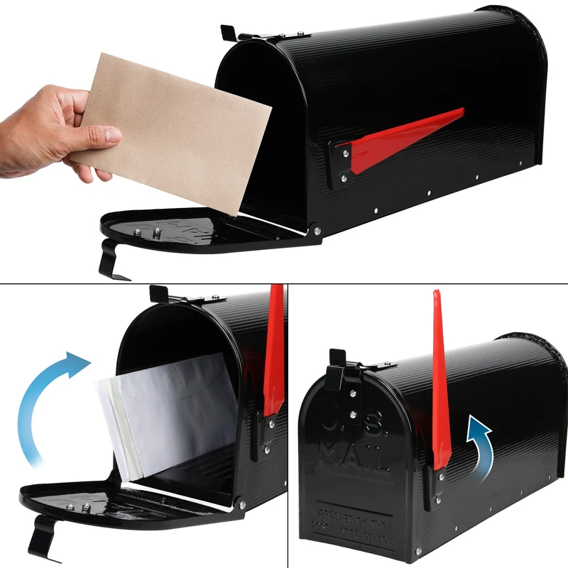 Briefkasten US Mailbox inkl. Standfuß Schwarz aus Aluminium ML-Design