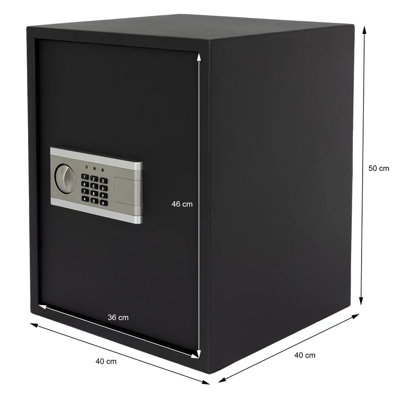 Elektronischer Tresor mit Alarm Schwarz 40x50x40 cm aus Metall