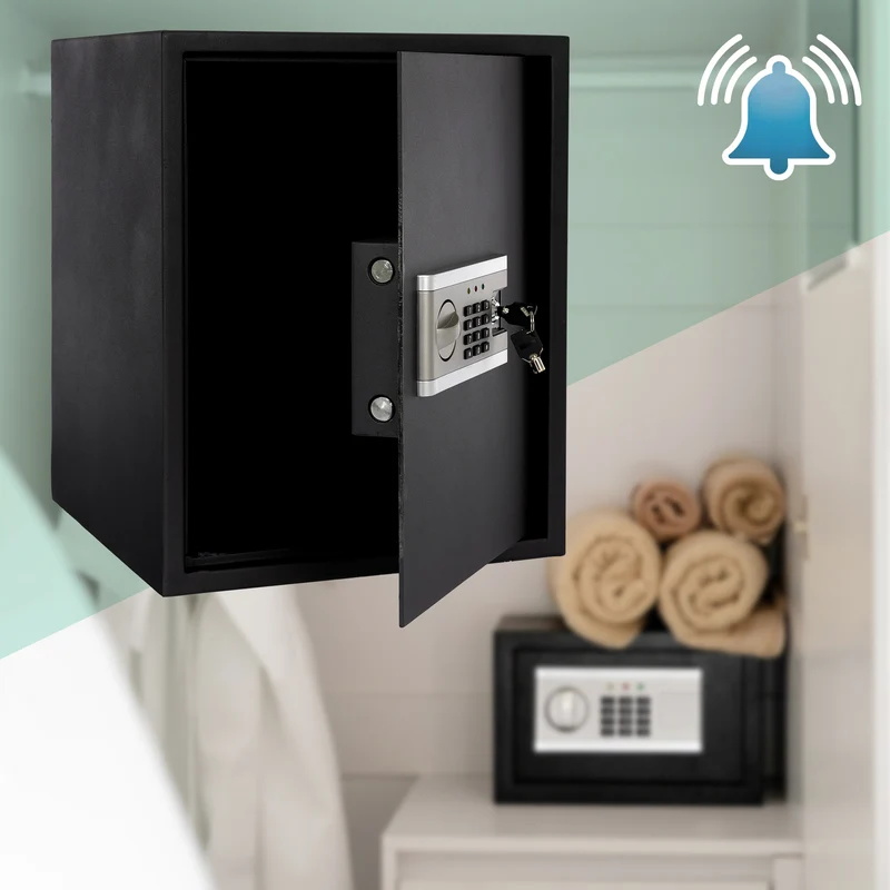Elektronischer Tresor mit Alarm Schwarz 40x50x40 cm aus Metall