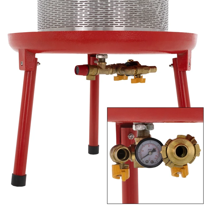 Obstpresse Hydropresse 20 L mit Manometer aus Edelstahl