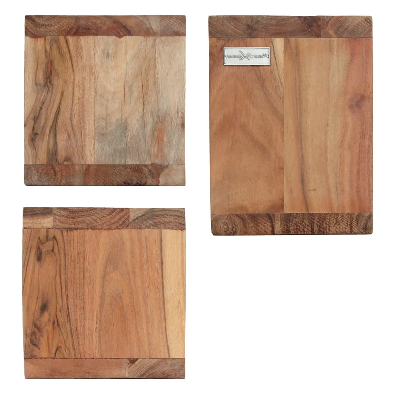Wandregal 3er Set 43/94 x 19 x 20/25 cm natur aus Akazienholz WOMO-Design