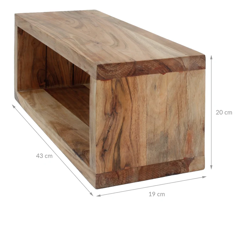 Wandregal 3er Set 43/94 x 19 x 20/25 cm natur aus Akazienholz WOMO-Design