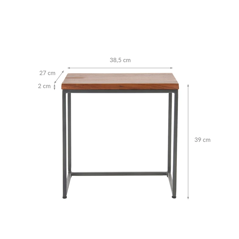 Beistelltisch 3er Set Natur aus Akazienholz und Metall WOMO-Design