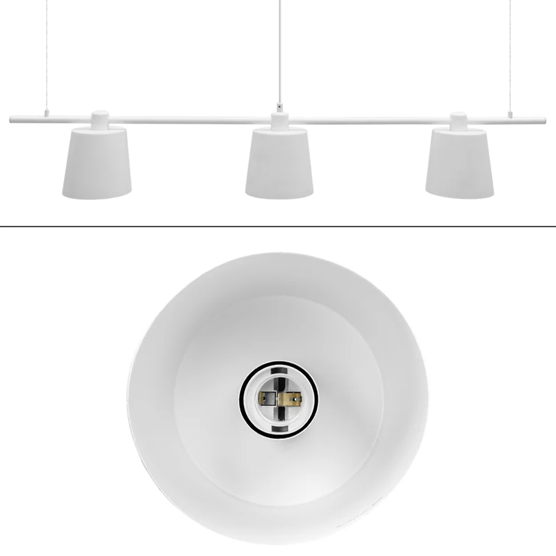 Hängelampe 3 flammige 140 cm E27 Weiß aus Metall mit drei LED-Lampe 4W