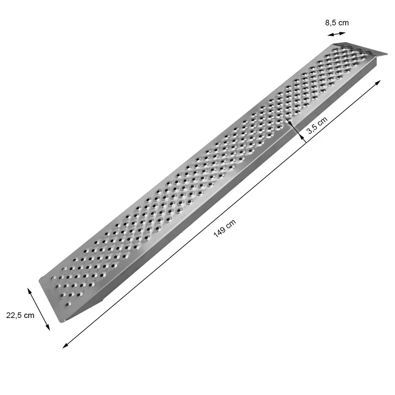 Auffarhrampe 149 cm, aus Aluminium, Rutschfeste Oberfläche, für Fahrrad, Motorrad