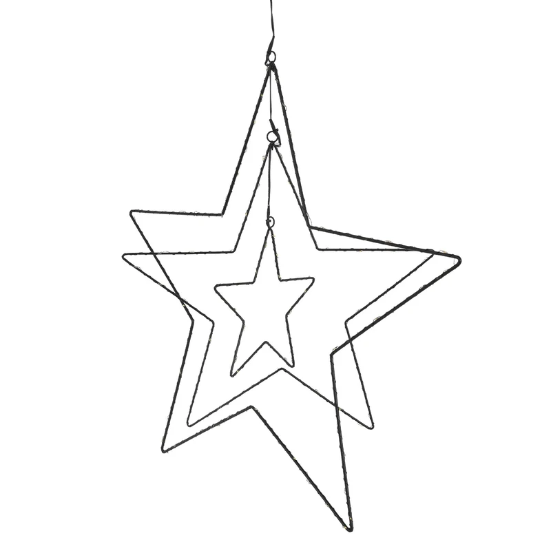 Weihnachtsstern mit 160 warmweißen LEDs 20/41/60 cm Schwarz aus Metall