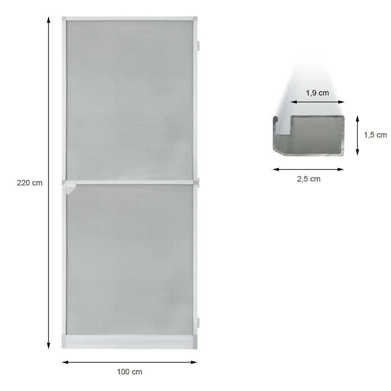 Fliegengitter Weiß 100x220 cm mit Rahmen aus Aluminium