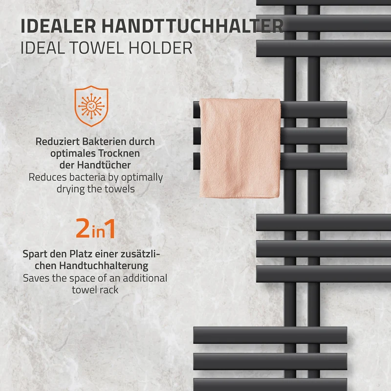 Badheizkörper Leon 500x1200 mm Antrazit mit Boden Anschlussgarnitur