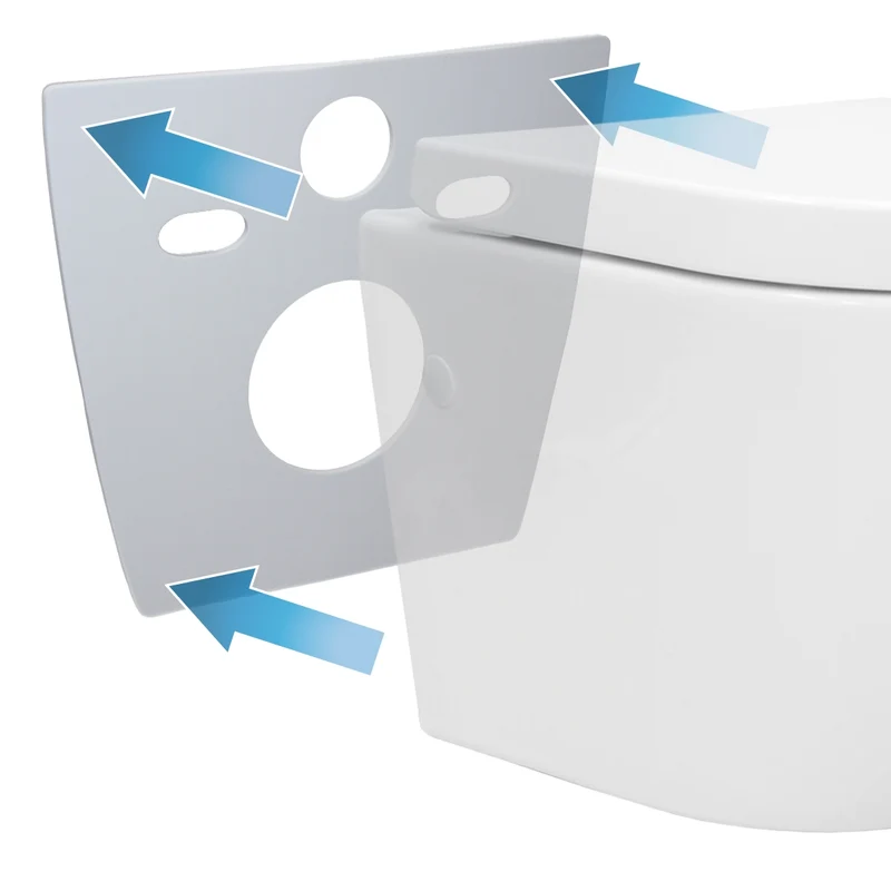Wand-WC Hänge Toilette aus Keramik 55,5 cm lang Spülrandlos mit Bidet & Softclose Luxebath