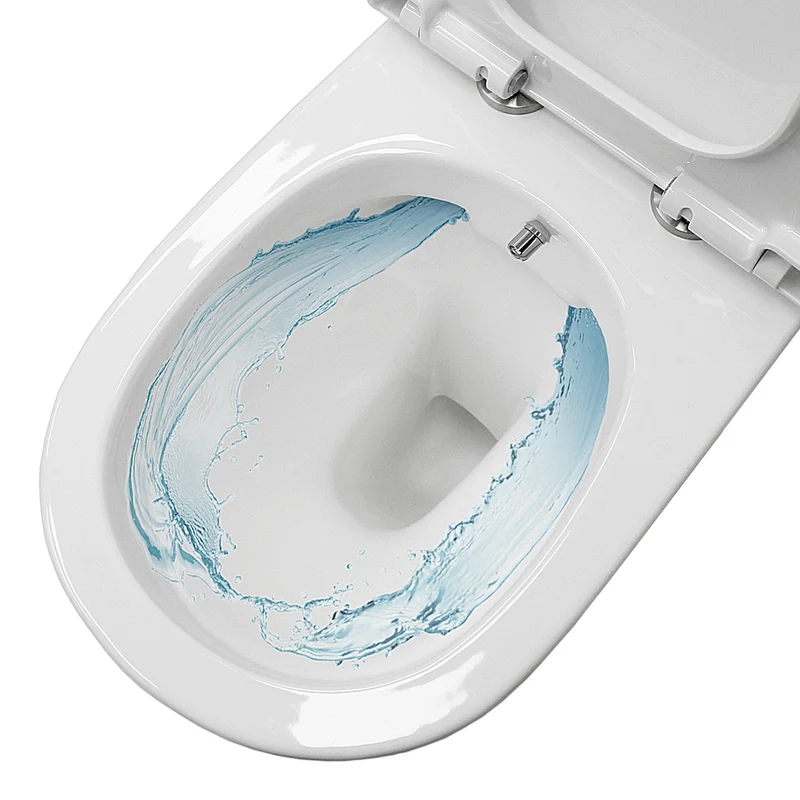 Wand-WC Hänge Toilette aus Keramik 55,5 cm lang Spülrandlos mit Bidet & Softclose Luxebath