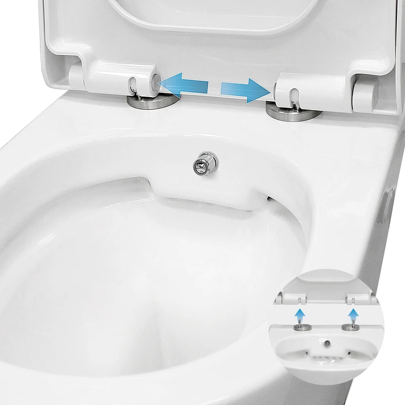 Wand-WC Hänge Toilette aus Keramik 55,5 cm lang Spülrandlos mit Bidet & Softclose Luxebath