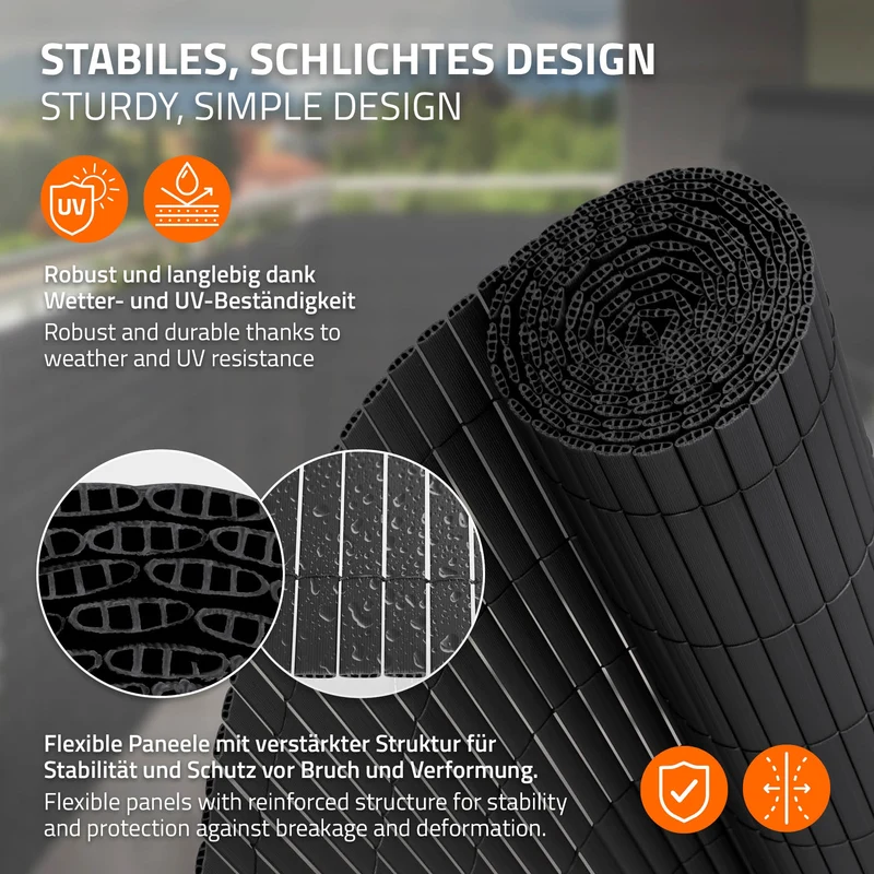 Sichtschutzmatte 90x900 cm Sichtschutzzaun Windschutz Balkonschutz PVC Anthrazit UV-beständig