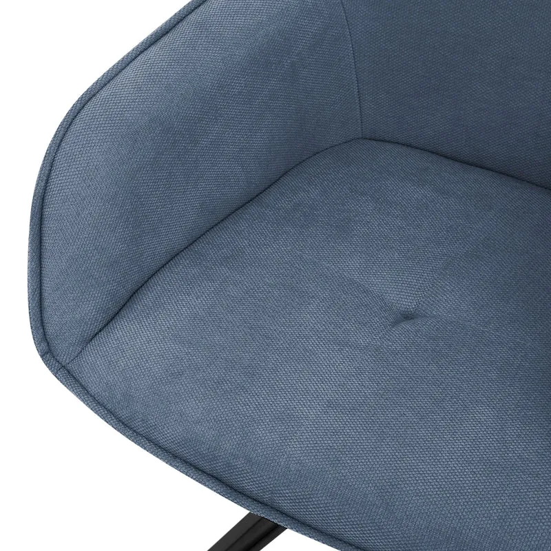 Esszimmerstuhl drehbar 4er Set Blau aus Textil Webstoff Küchenstuhl mit Rücken- und Armlehne ML-Design