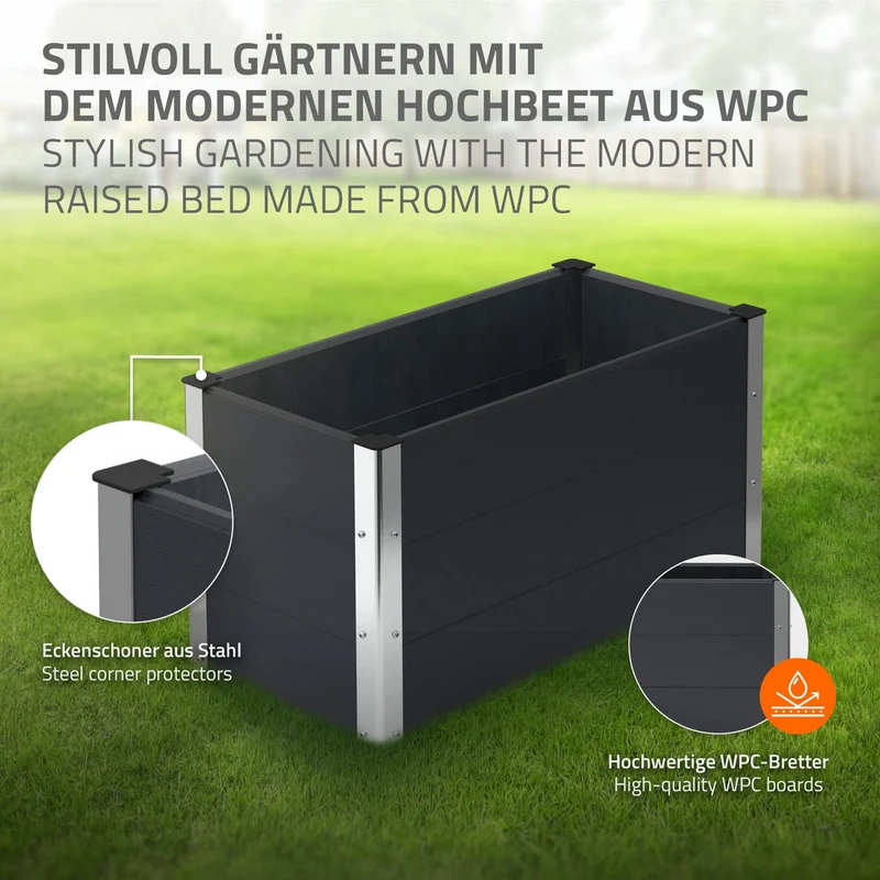 Hochbeet 100x50x54 cm Anthrazit aus WPC ML-Design