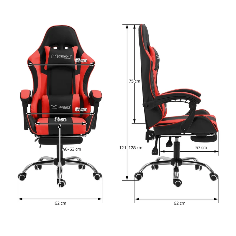 Massage Gaming Stuhl Schwarz/Rot aus PU-Leder ML-Design