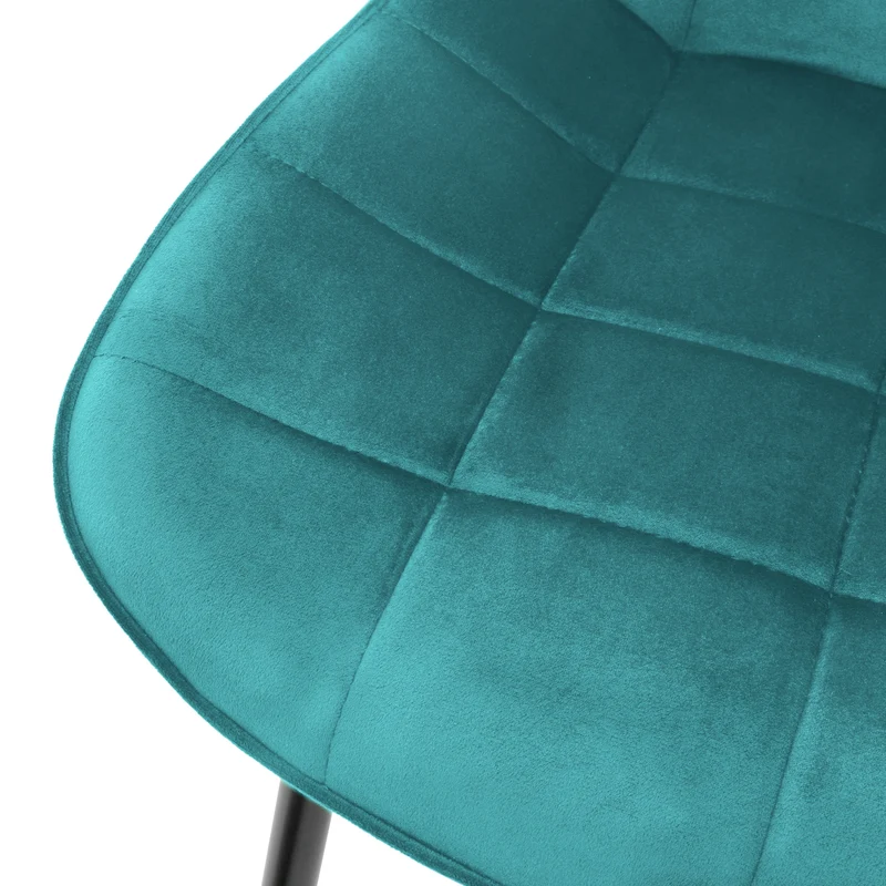 Esszimmerstühle mit Rückenlehne 2er Set Petrol Samtbezug mit Metallbeinen ML-Design