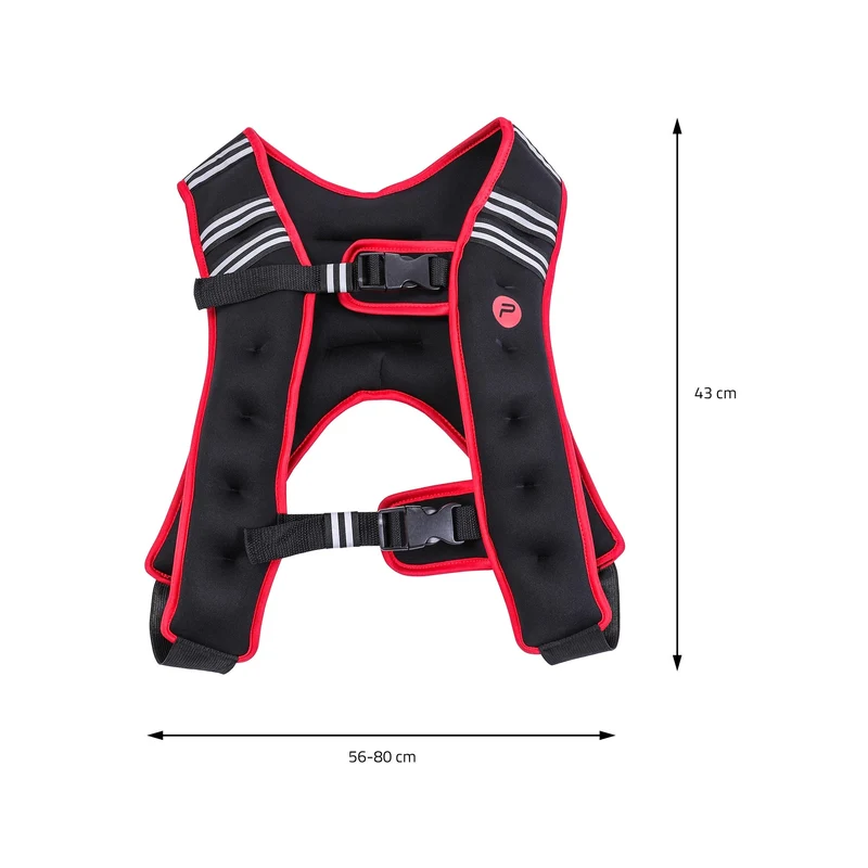 Gewichtsweste 10kg Schwarz/Rot aus Neopren Pure2Improve