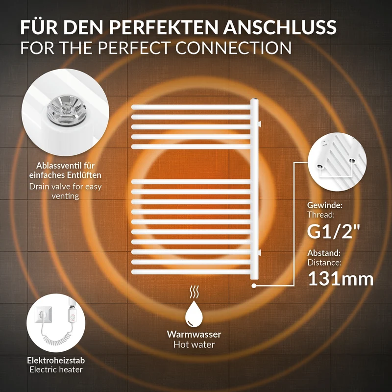 Badheizkörper 500x800 mm Weiß ML-Design