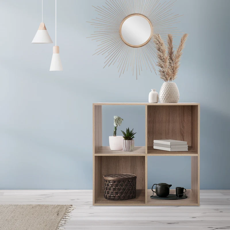 Bücherregal mit vier Fächern 70x33,5x70 cm Sonoma-Eiche aus Holz ML-Design