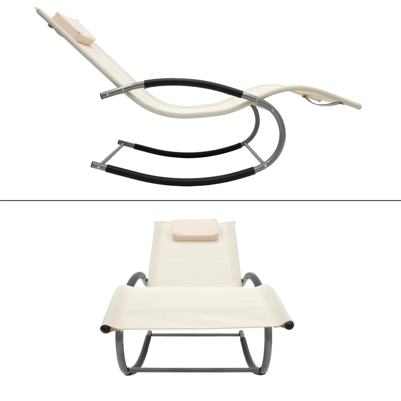 Schaukelliege mit Kopfkissen und Seitentasche Creme aus Polyester ML-Design