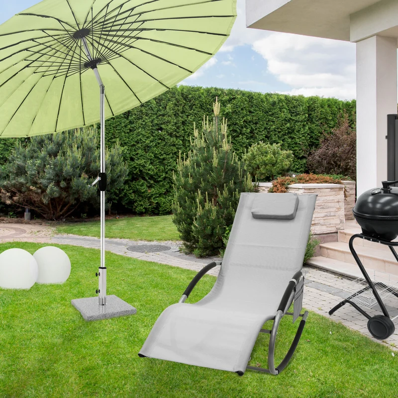 Schaukelliege mit Kopfkissen und Seitentasche Grau aus Polyester ML-Design