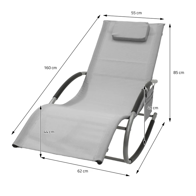 Schaukelliege mit Kopfkissen und Seitentasche Grau aus Polyester ML-Design