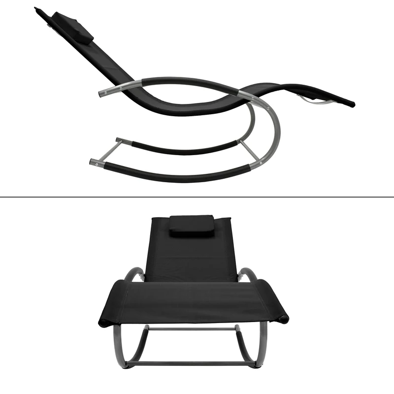 Schaukelliege mit Kopfkissen und Seitentasche Schwarz aus Polyester ML-Design