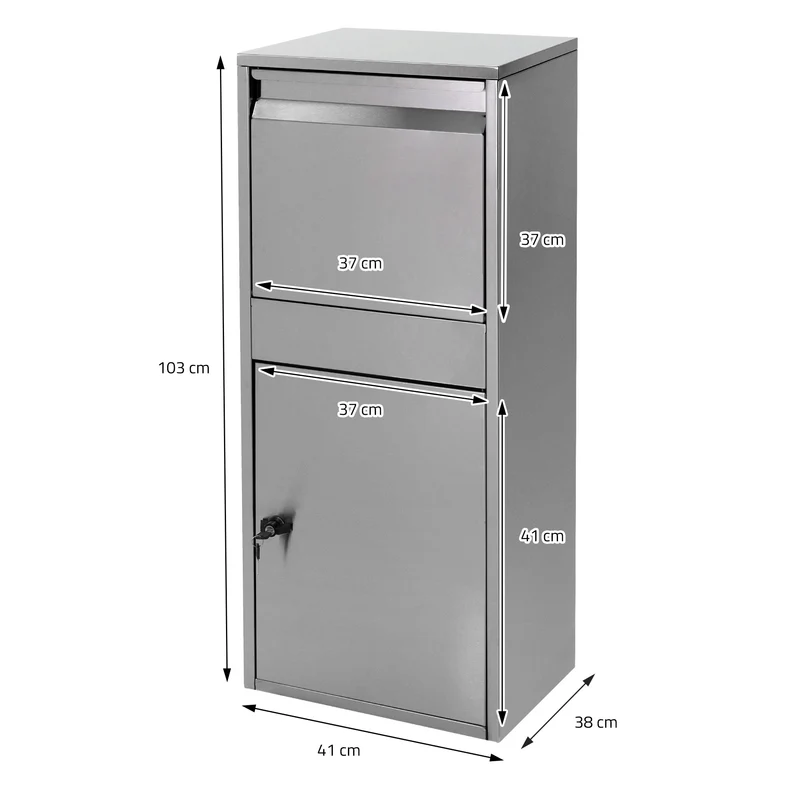 Paketbriefkasten 41x103x38 cm Grau aus Edelstahl ML-Design
