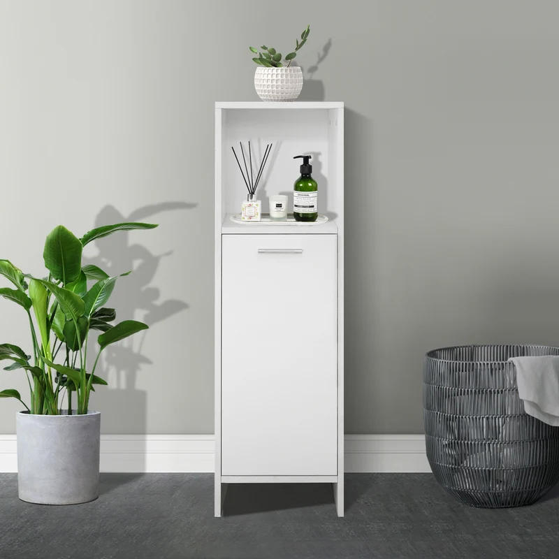 Badezimmerschrank Badschrank Weiß 30x95x30 cm mit einer Ablage ML-Design